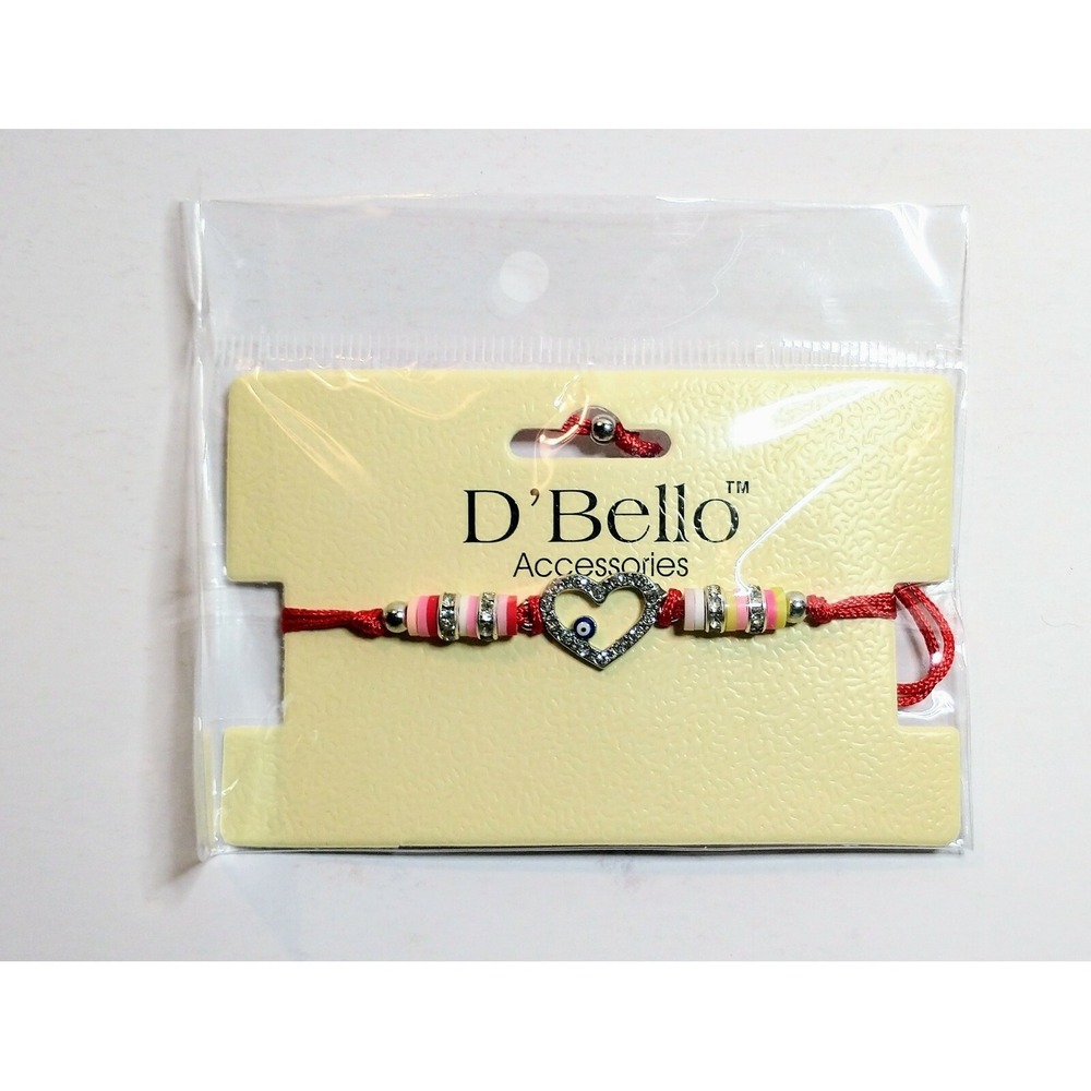 Evil Eye Heart Shaped Charm Bracelet Multicolor Rhinestone D'Bello Accessories